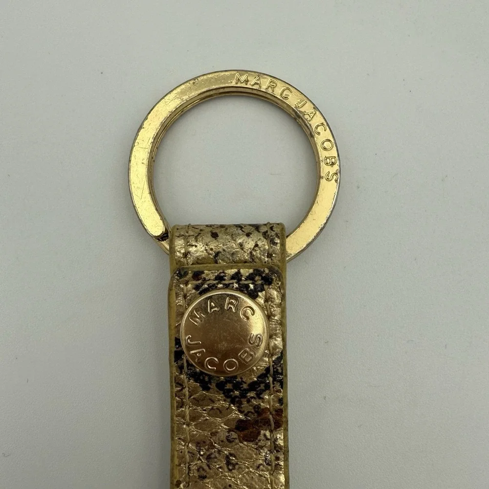 Marc Jacobs Snake Pattern Leather‎ Gold Keyring Keychain Detachable Clasp Strap